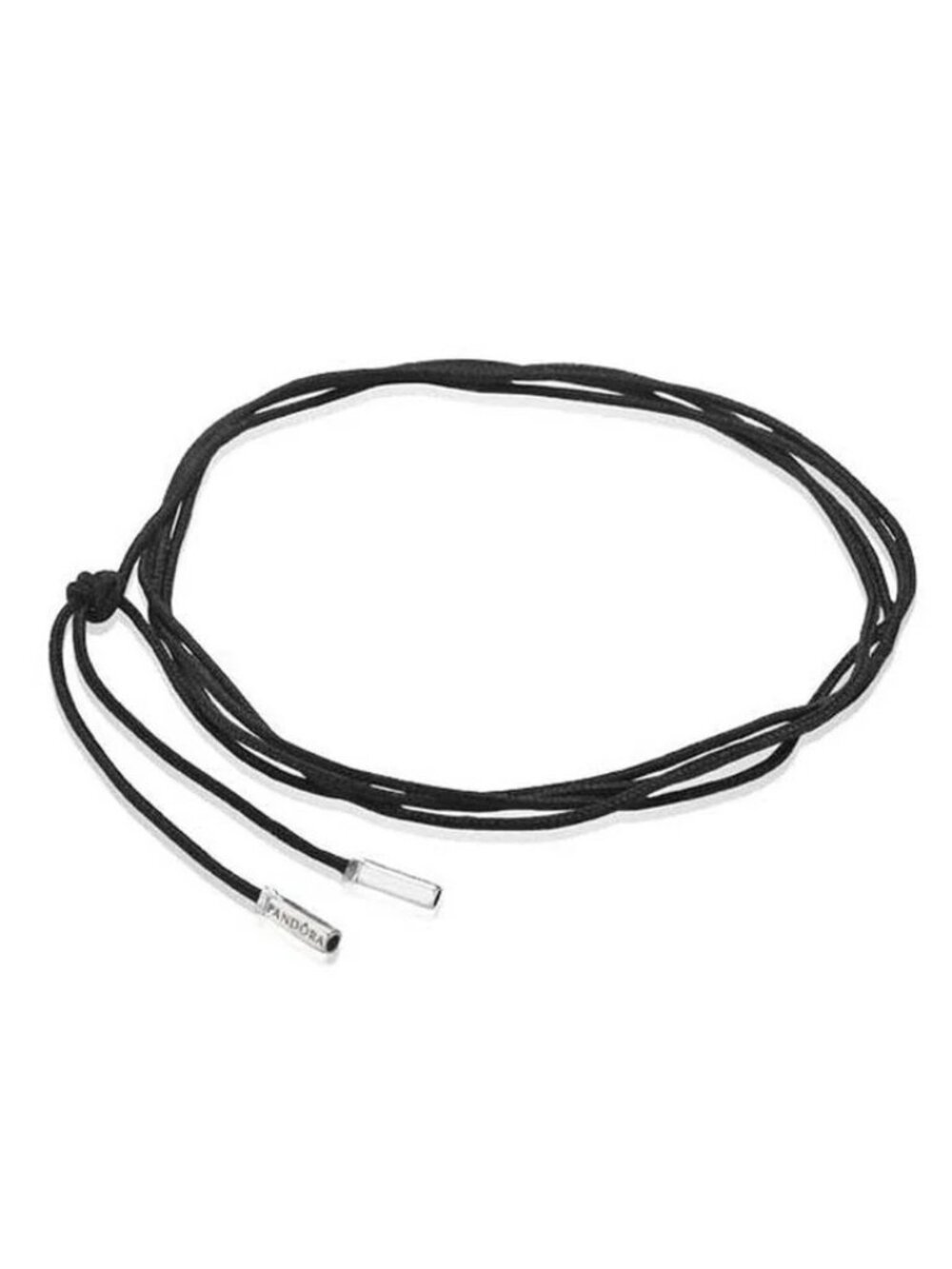 Pandora Leather Strap Lariat Necklace with Sterling Silver Ends - 390954, Black,